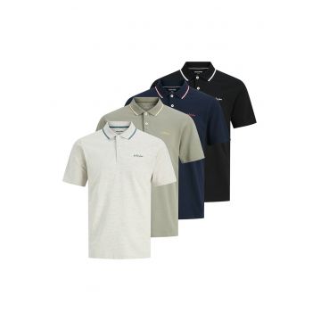 Set de tricouri polo - 4 piese - Negru/Gri/Verde pal
