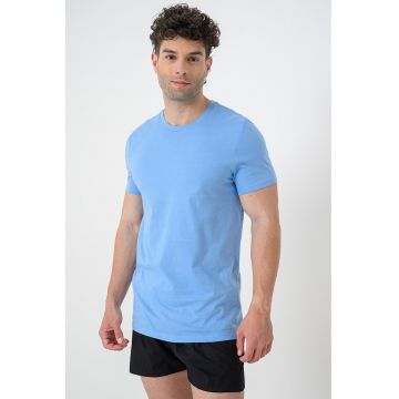 Set de tricouri uni cu decolteu la baza gatului - 3 piese - Gri/Albastru azur/Alb arctic