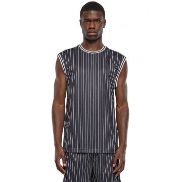 Top cu decolteu la baza gatului si dungi - Negru/Alb murdar