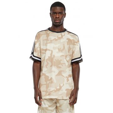 Tricou cu decolteu la baza gatului si imprimeu camuflaj - Bej/Bej deschis