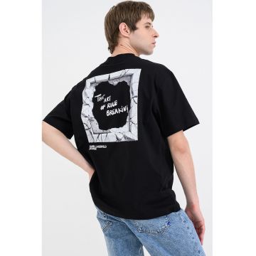 Tricou cu imprimeu logo - Negru/Alb murdar