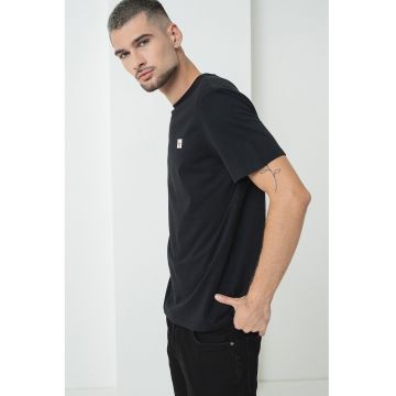 Tricou de bumbac cu insigna logo - Negru carbon