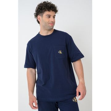 Tricou de bumbac cu logo - Albastru ultramarin