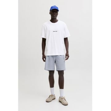 Tricou din amestec de bumbac organic cu broderie text - Alb