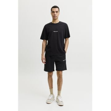 Tricou din amestec de bumbac organic cu broderie text - Negru