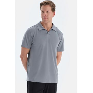 Tricou din amestec de modal cu guler polo - Gri cenusiu