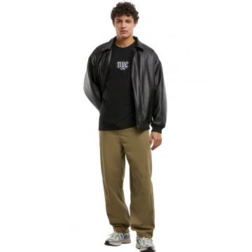 Tricou din bumbac cu decolteu la baza gatului - Negru