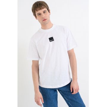 Tricou din bumbac cu detaliu logo - Alb