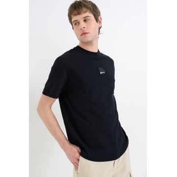 Tricou din bumbac cu detaliu logo - Negru