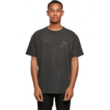 Tricou din bumbac cu imprimeu cirese - Negru