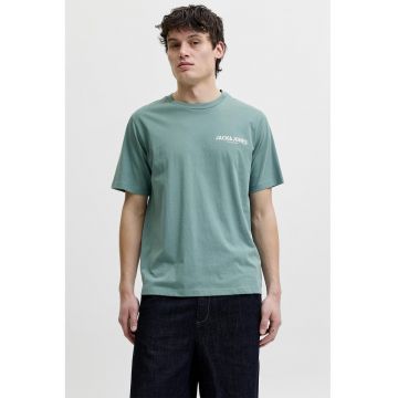 Tricou din bumbac organic cu logo - Verde aquamarin
