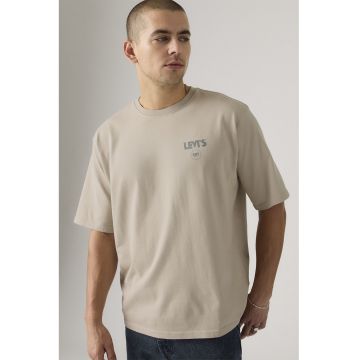 Tricou lejer cu imprimeu grafic pe partea din spate - Maro nisip/Bleumarin