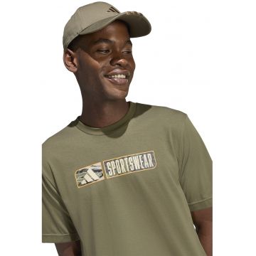 Tricou lejer cu imprimeu logo - Verde masliniu