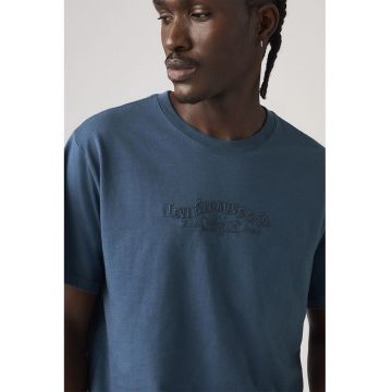 Tricou regular-fit cu decolteu la baza gatului - Albastru prafuit