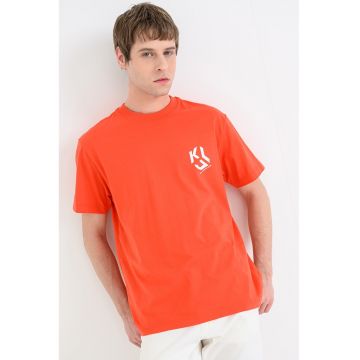 Tricou regular fit din amestec de bumbac organic - Portocaliu mandarina