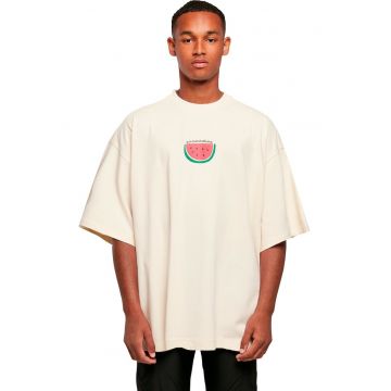 Tricou supradimensionat din bumbac cu maneci cazute - Crem