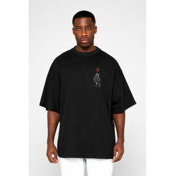 Tricou supradimensionat din bumbac - Negru