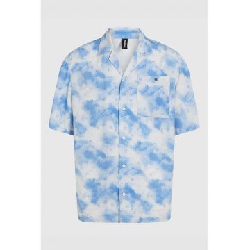 Camasa cu maneci cazute - Alb/Albastru