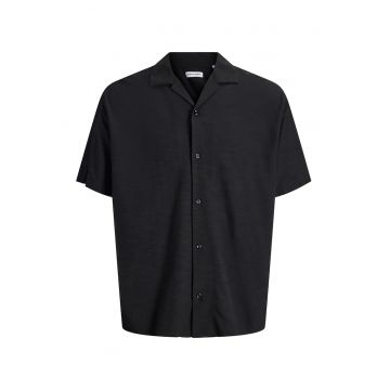 Camasa din amestec de bumbac cu maneci scurte - Negru