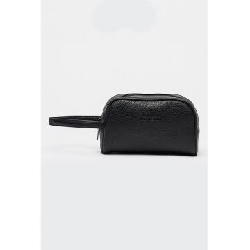 Geanta de piele ecologica cu maner si fermoar - Negru