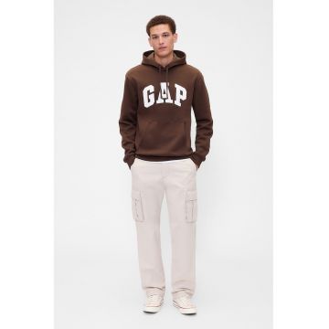 Hanorac cu logo si buzunar kangaroo - Alb/Maro