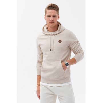 Hanorac din amestec de bumbac cu buzunar kangaroo - Crem