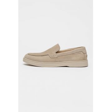 Pantofi loafer uni de piele - Maro taupe deschis