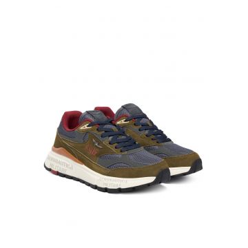 Pantofi sport barbati -  Verde Militar/Bleumarin - textil