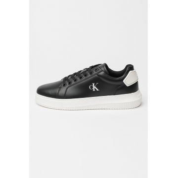 Pantofi sport din piele cu aspect masiv - Negru/Alb optic