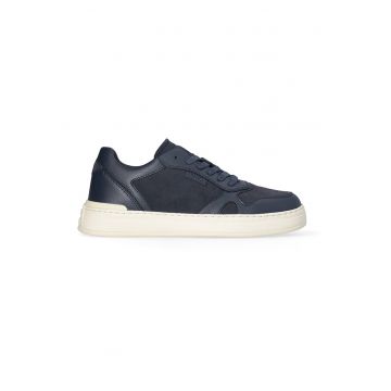 Pantofi sport low-cut din piele - Bleumarin