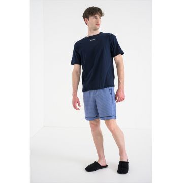 Pijama din bumbac cu pantaloni scurti Raul Core - Albastru ultramarin/Albastru