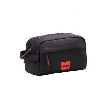 Portfard cu aplicatie logo si fermoar Ethon - Negru