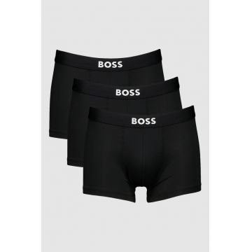 Set de boxeri cu banda logo in talie - 3 perechi - Negru