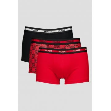 Set de boxeri cu banda logo in talie - 3 perechi - Rosu/Negru