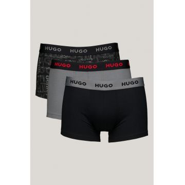 Set de boxeri cu model si banda cu logo in talie - 3 perechi - Negru/Gri