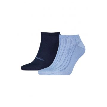 Set de sosete pana la glezna cu imprimeu logo discret - 2 perechi - Albastru