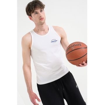 Top din bumbac cu imprimeu logo discret Brandon - Alb