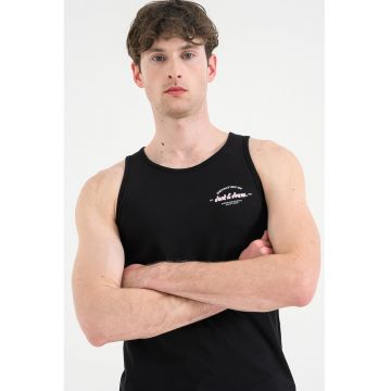 Top din bumbac cu imprimeu logo discret Brandon - Negru