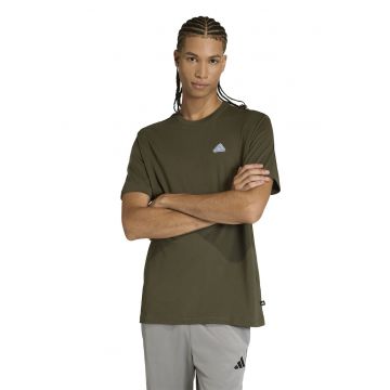 Tricou cu decolteu la baza gatului si logo Icon - Kaki inchis