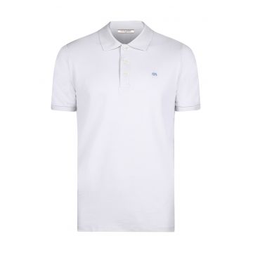 Tricou cu guler polo si model uni - Alb