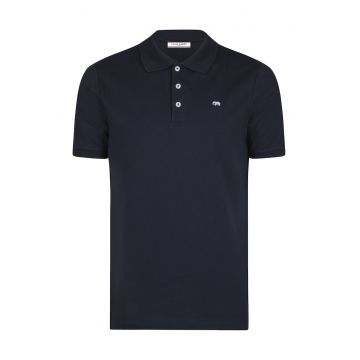 Tricou cu guler polo si model uni - Bleumarin