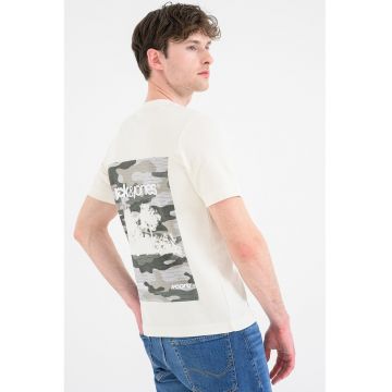 Tricou cu imprimeu logo camuflaj - Alb murdar