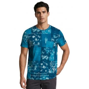 Tricou cu imprimeu si decolteu la baza gatului Tomaco -