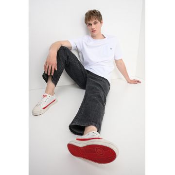 Tricou cu logo metalic Adjust - Alb optic