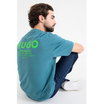 Tricou de bumbac cu logo Nalono - Verde electric/Verde persan