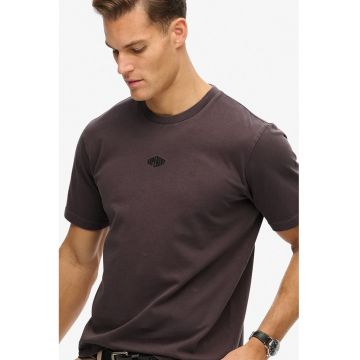 Tricou din bumbac cu decolteu la baza gatului - Maro