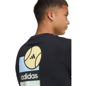 Tricou din bumbac cu decolteu la baza gatului - Negru/Galben pal