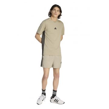 Tricou din bumbac cu decolteu la baza gatului si logo - Negru/Bej