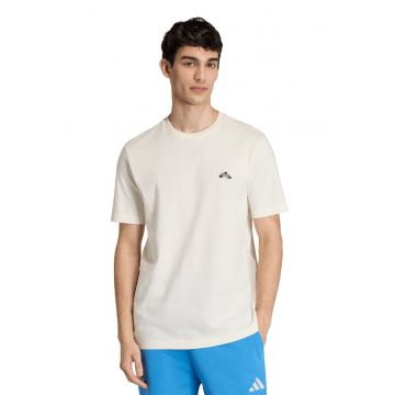 Tricou din bumbac cu imprimeu - Albastru glaciar/Alb murdar