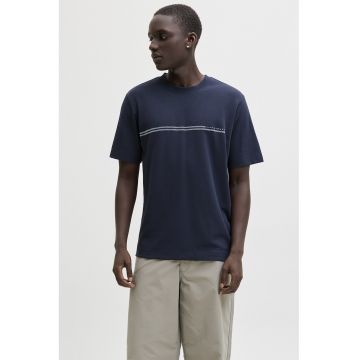 Tricou lejer cu decolteu la baza gatului - Bleumarin